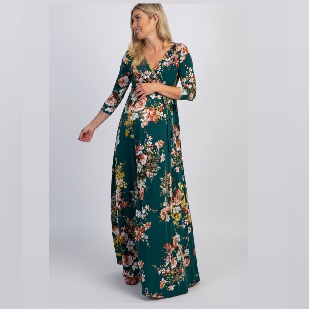 Pink Blush Maternity Floral Maxi Dress Nursing Friendly